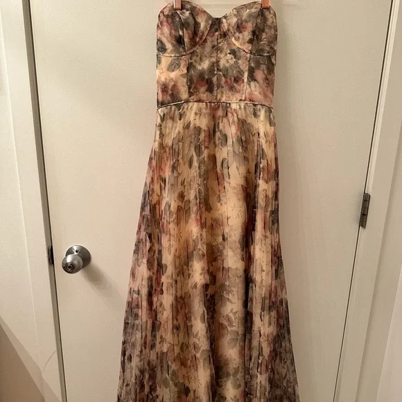 Most Beautiful Day Ivory Multi Floral Print Organza Maxi Dress - Picture 2 of 6